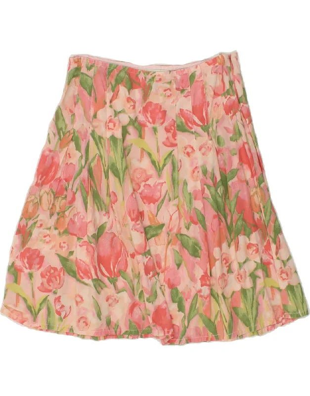 TOMMY HILFIGER Womens Petite A-Line Skirt US 8 Medium W26 Pink Floral