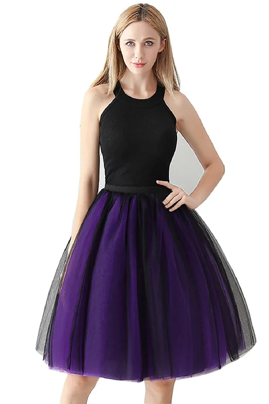 Two-Color Stitching 7-layer Mesh Tulle Tutu Skirt