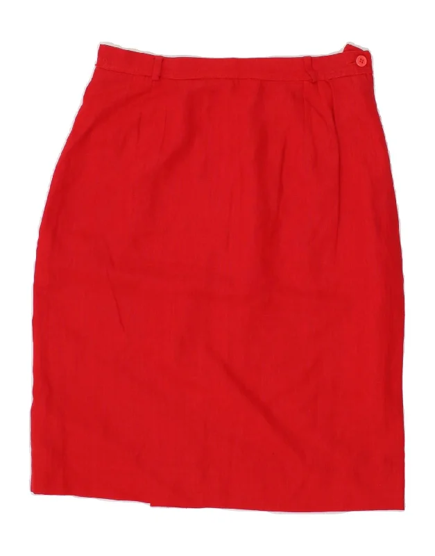 VALENTINO Womens High Waist Pencil Skirt IT 48 XL W28  Red Linen