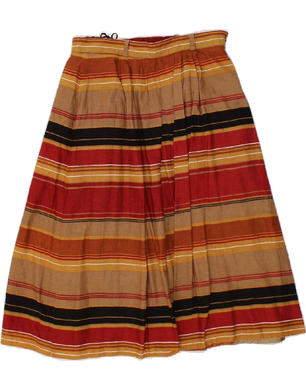 VINTAGE Womens A-Line Skirt IT 42 Medium W28  Multicoloured Striped Cotton