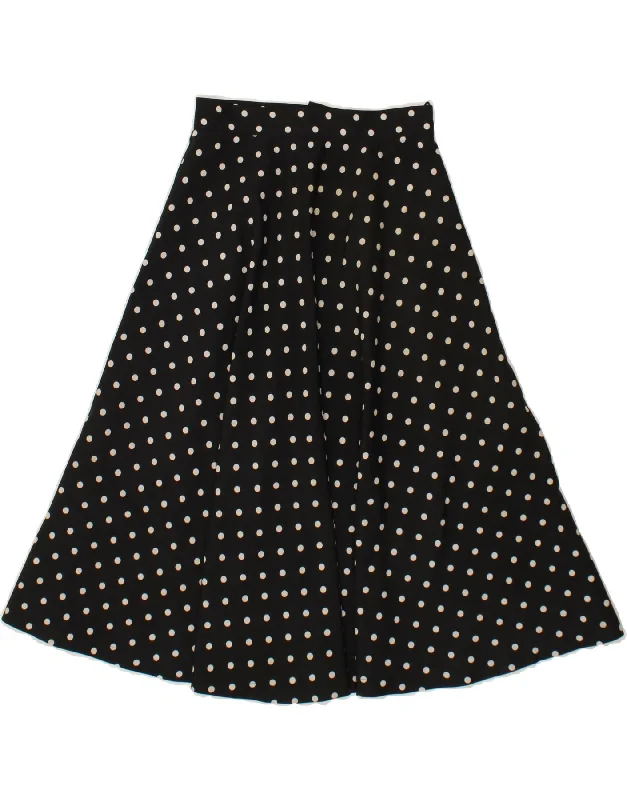 VINTAGE Womens A-Line Skirt  W26  Small Black Polka Dot