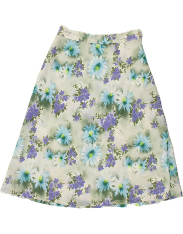 VINTAGE Womens A-Line Skirt W26 Small Green Floral