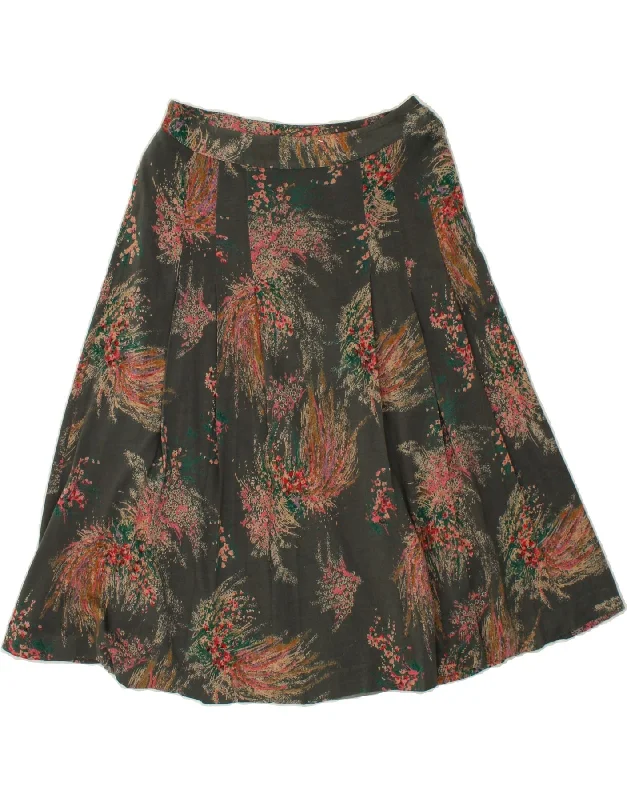 VINTAGE Womens A-Line Skirt W26 Small Grey Floral