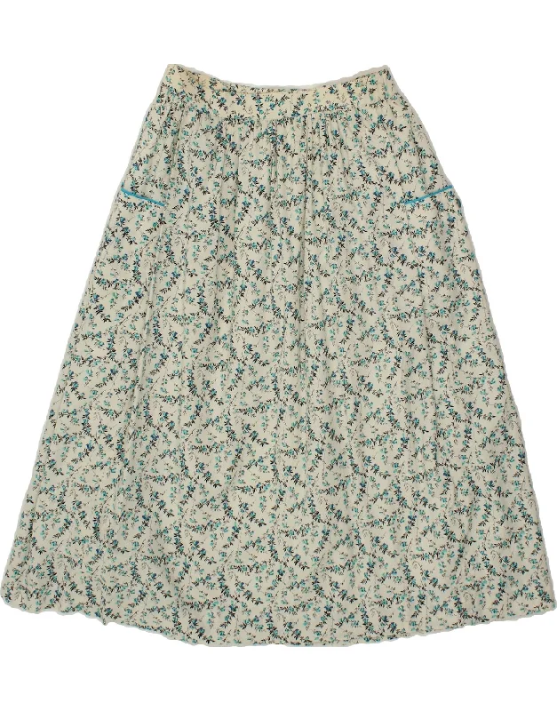 VINTAGE Womens A-Line Skirt W26 Small White Floral