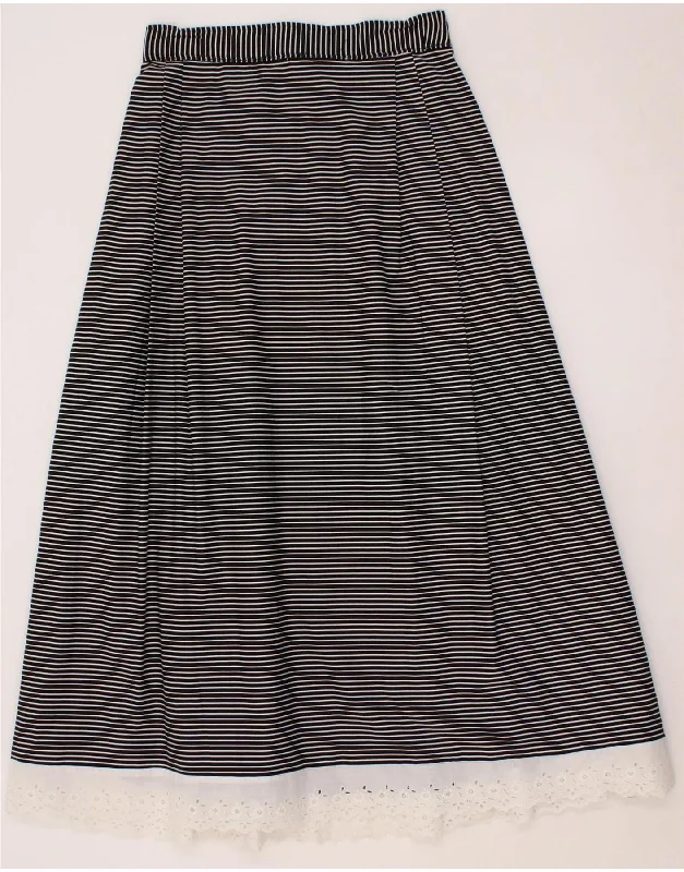 VINTAGE Womens A-Line Skirt  W28 Medium Black Striped