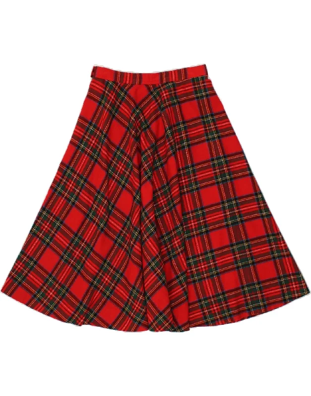 VINTAGE Womens A-Line Skirt W28 Medium Red Plaid