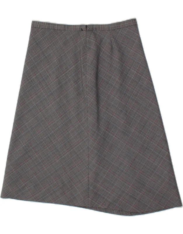 VINTAGE Womens Asymmetrical Skirt UK 16 Large W34  Grey Check Polyester