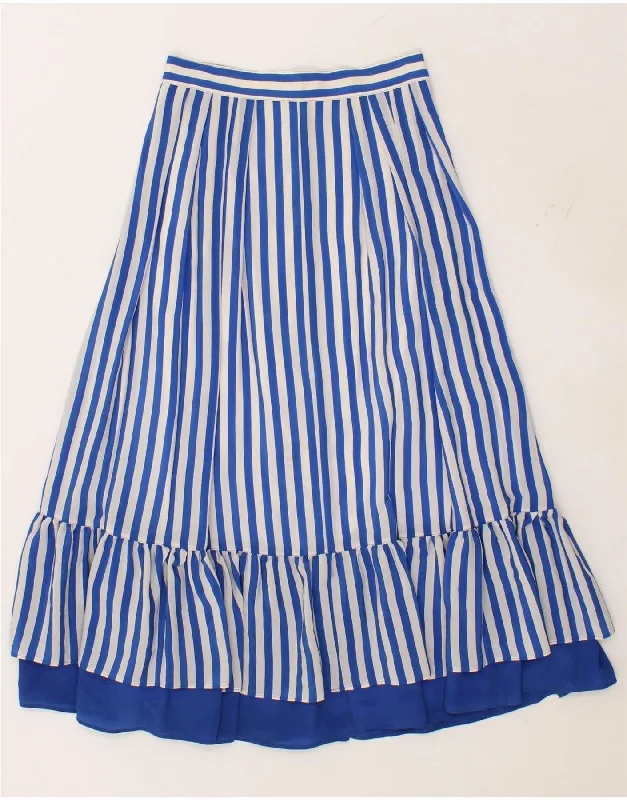 VINTAGE Womens Flared Skirt IT 40 Small W26 Blue Pinstripe