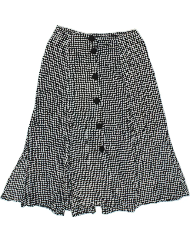 VINTAGE Womens Flared Skirt W26 Small Black Houndstooth