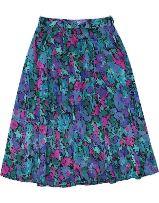 VINTAGE Womens Flared Skirt W33 Large Blue Floral