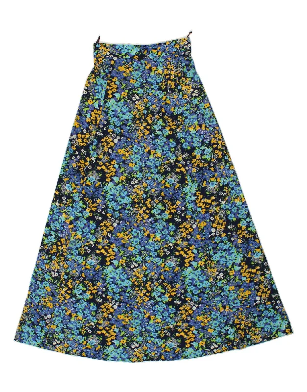 VINTAGE Womens High Waist Maxi A-Line Skirt IT 44 Medium W27  Navy Blue