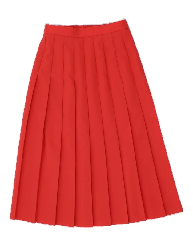 VINTAGE Womens Knife Pleated Skirt UK 10 Small W26  Red Polyester