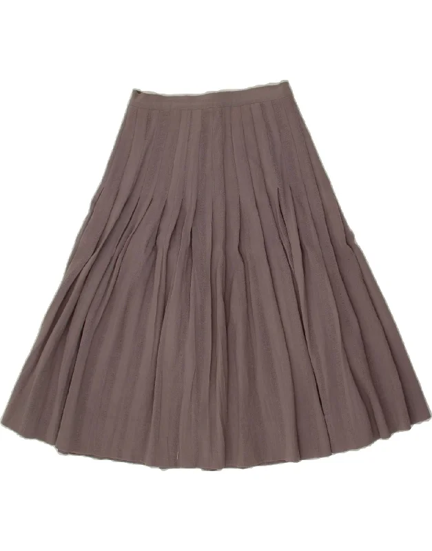 VINTAGE Womens Knife Pleated Skirt W24 XS Grey