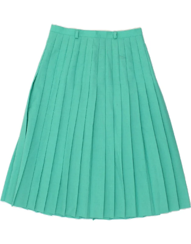 VINTAGE Womens Knife Pleated Skirt W28 Medium  Turquoise