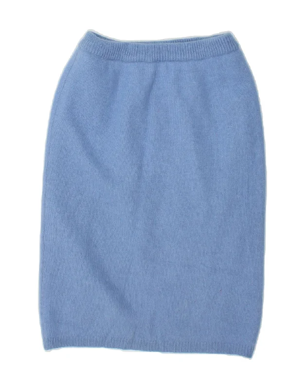 VINTAGE Womens Knit Straight Skirt W26 Small Blue Acrylic