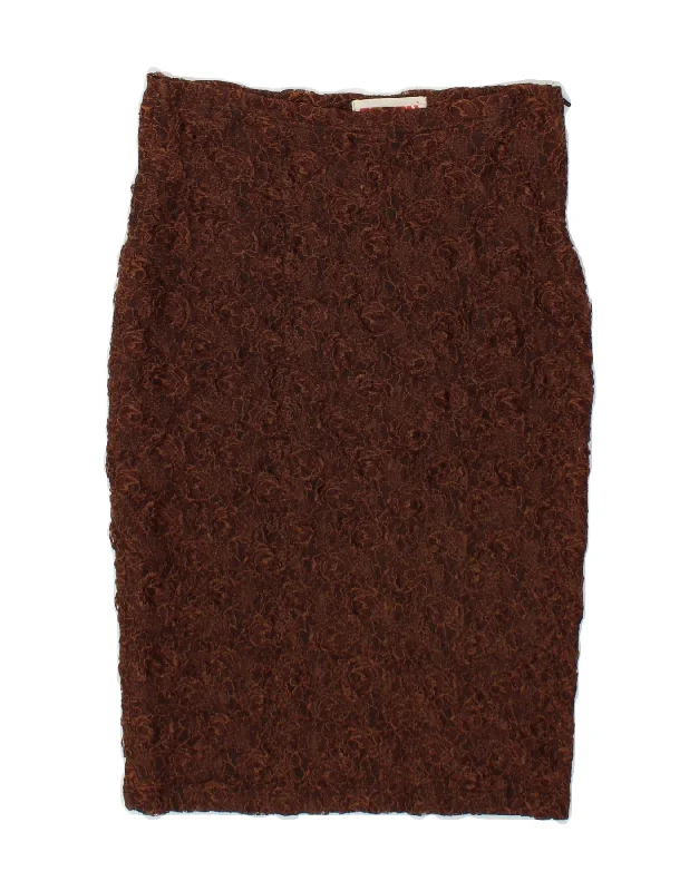 VINTAGE Womens Lace Pencil Skirt IT 44 Medium W28  Brown Floral