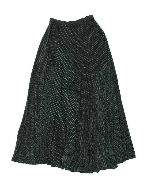 VINTAGE Womens Maxi Skirt W28 Medium Green Polka Dot