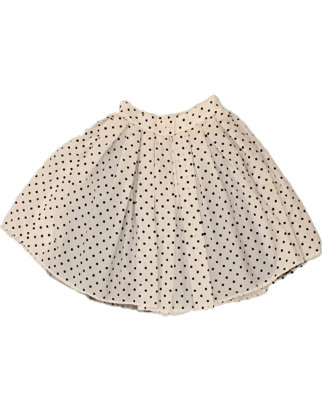 VINTAGE Womens Mini Pleated Skirt W26 Small White Polka Dot