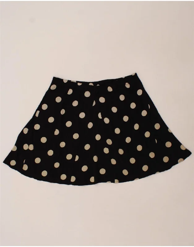 VINTAGE Womens Mini Skirt W32 Large Black Polka Dot Cotton