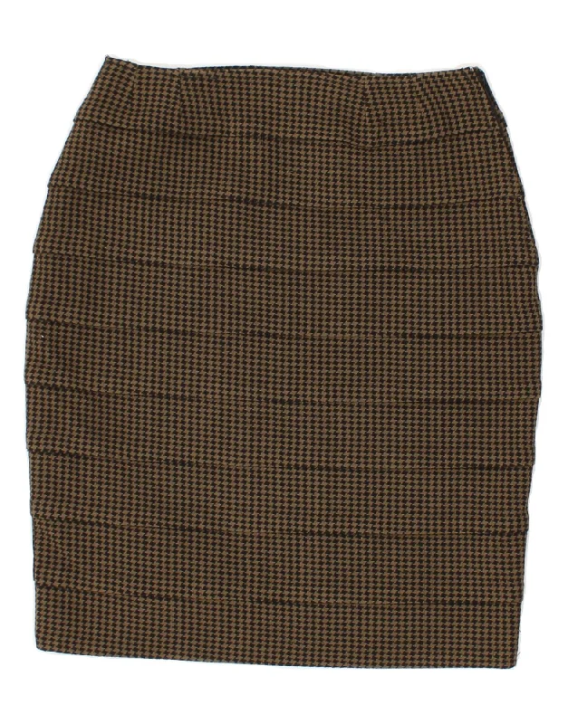 VINTAGE Womens Pencil Skirt IT 44 Medium W28  Khaki Houndstooth