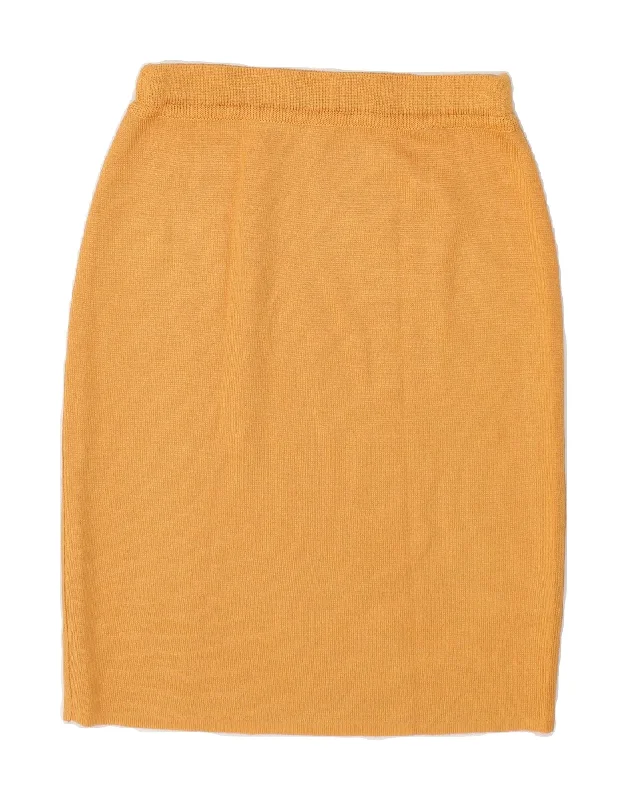 VINTAGE Womens Pencil Skirt IT 44 Medium W28 Yellow Viscose