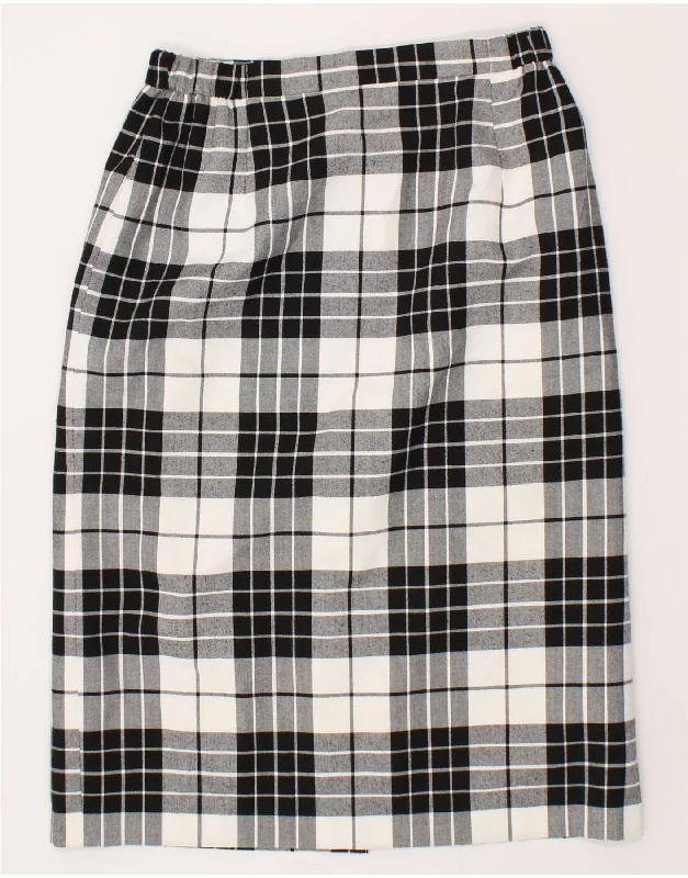 VINTAGE Womens Pencil Skirt UK 16 Large W32 Black Check Polyester