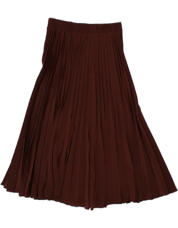 VINTAGE Womens Pleated A-Line Skirt UK 14 Medium W28 Brown Polyester