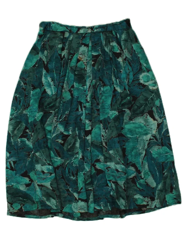 VINTAGE Womens Pleated A-Line Skirt  W28 Medium Green Floral