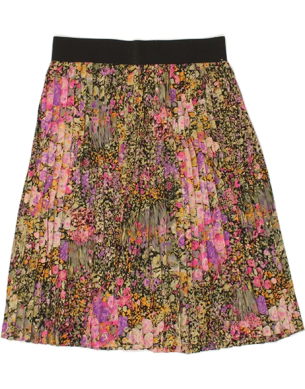 VINTAGE Womens Pleated A-Line Skirt W30 Medium Multicoloured Floral