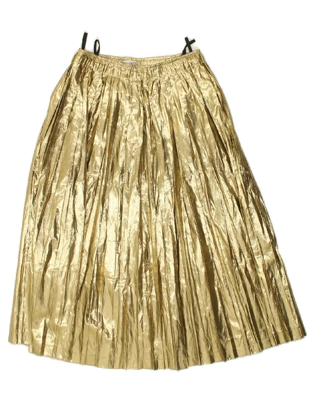 VINTAGE Womens Pleated Skirt UK 14 Large W32  Gold