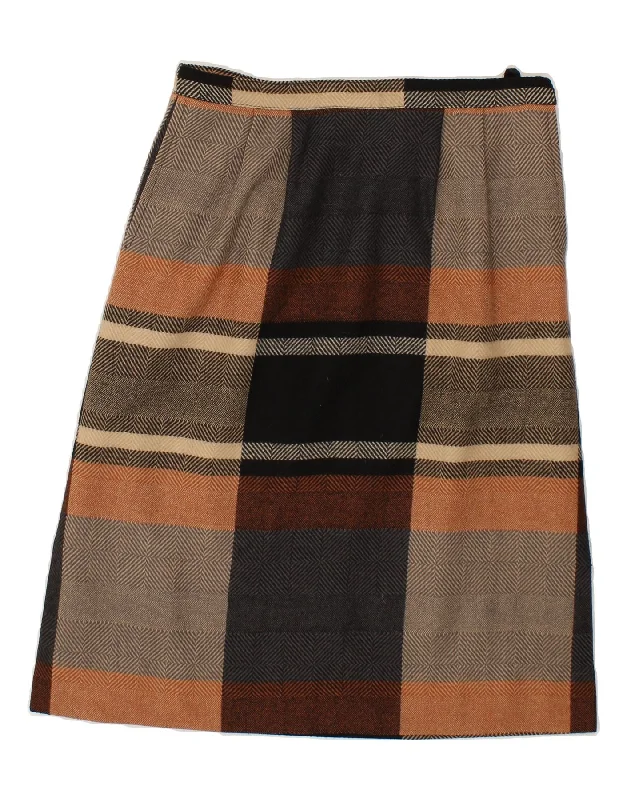 VINTAGE Womens Straight Skirt IT 46 Large W32 Brown Colourblock