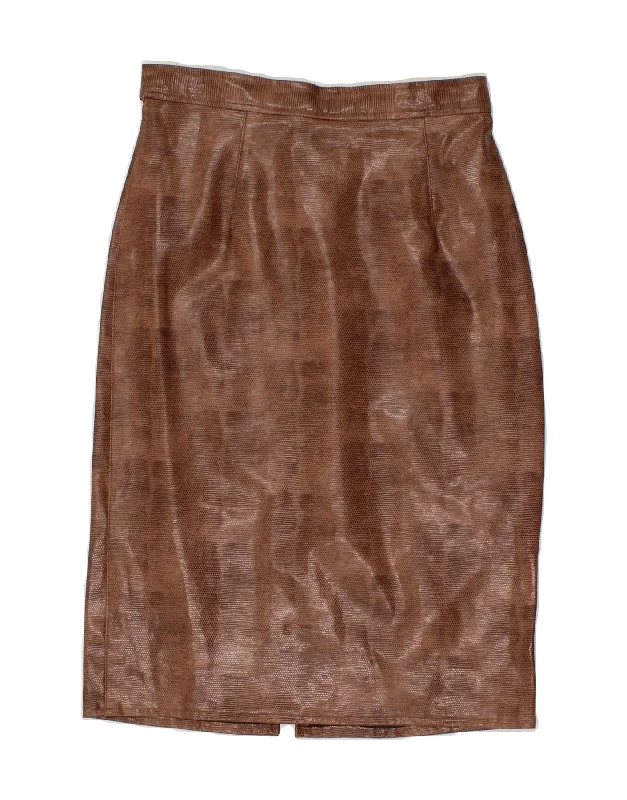 VINTAGE Womens Straight Skirt UK 14 Medium W28  Brown Animal Print