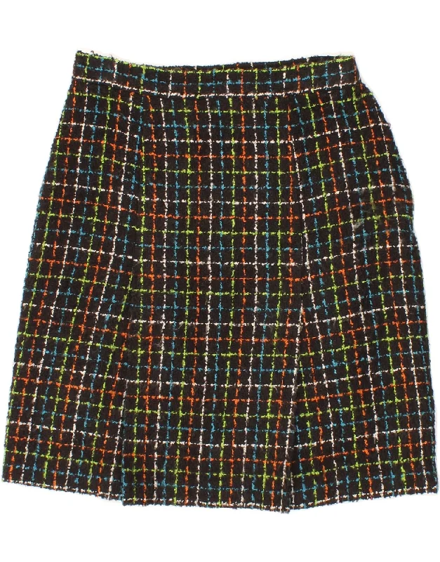 VINTAGE Womens Straight Skirt W26 Small Black Check