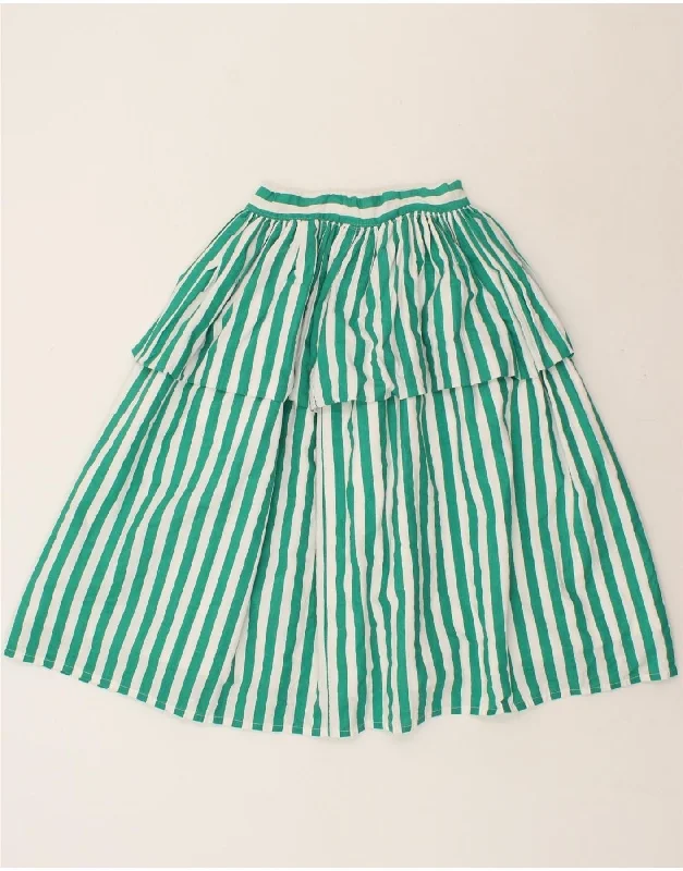 VINTAGE Womens Tiered Skirt W26 Small Green Striped