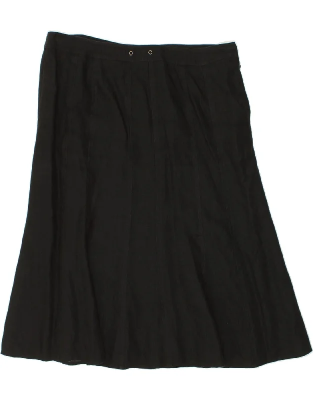 VIYELLA Womens A-Line Skirt UK 18 XL W38  Black Linen