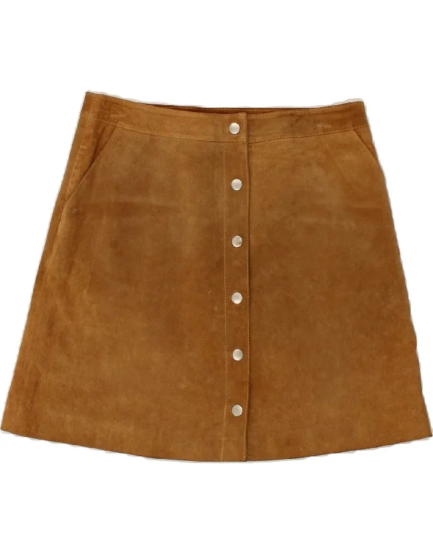 WAREHOUSE Womens Suede Mini Skirt Size 12 W30  Brown Leather