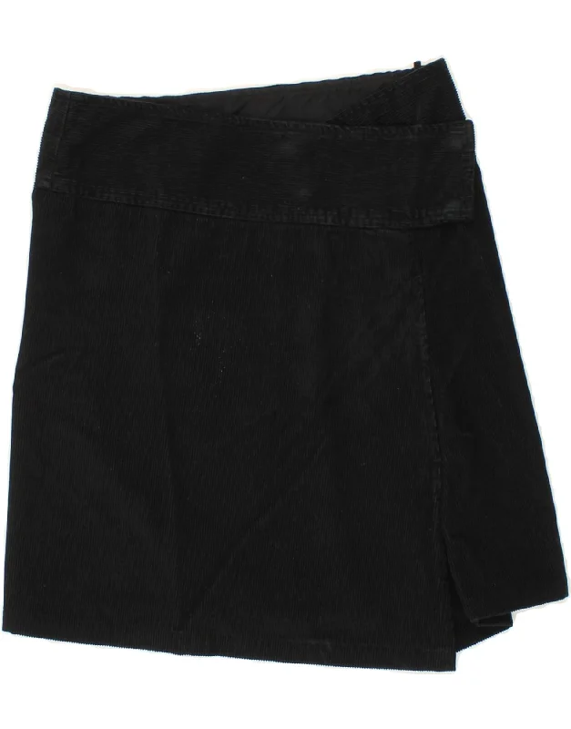 BENETTON Womens Corduroy Skirt EU 38 Medium W28 Black Cotton