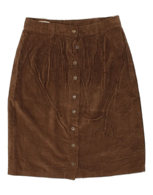 BENETTON Womens Corduroy Skirt IT 44 Medium W28 Brown Cotton