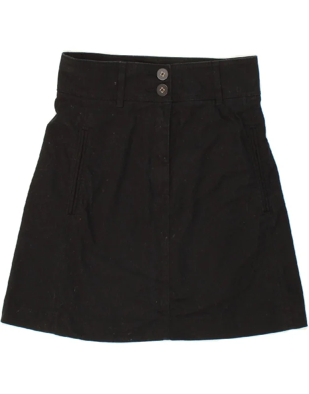 BENETTON Womens Denim Skirt UK 14 Medium W30 Black Cotton