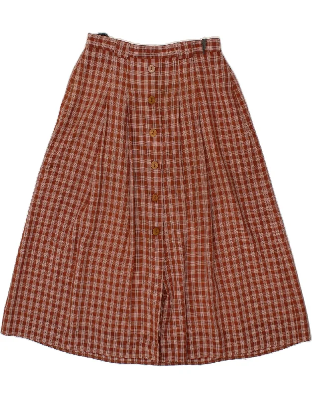 CAVITA Womens High Waist A-Line Skirt UK 14 Large W28  Brown Check