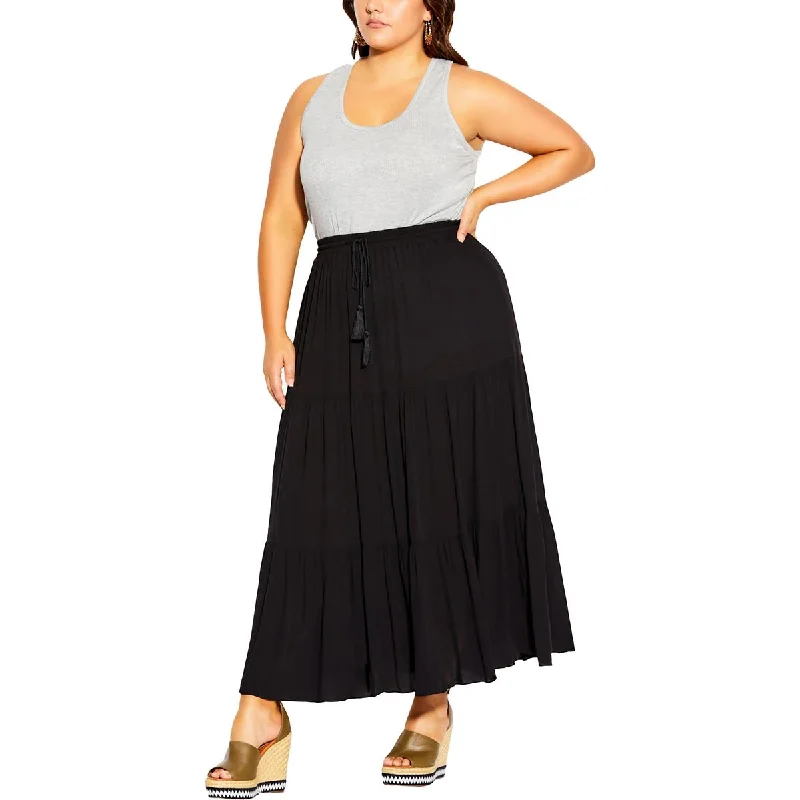 City Chic Womens Juniors Paradise Tiered Knit Maxi Skirt