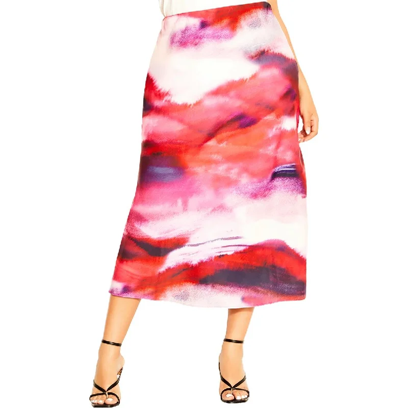 City Chic Womens Midi Printed A-Line Skirt lace skirt romantic