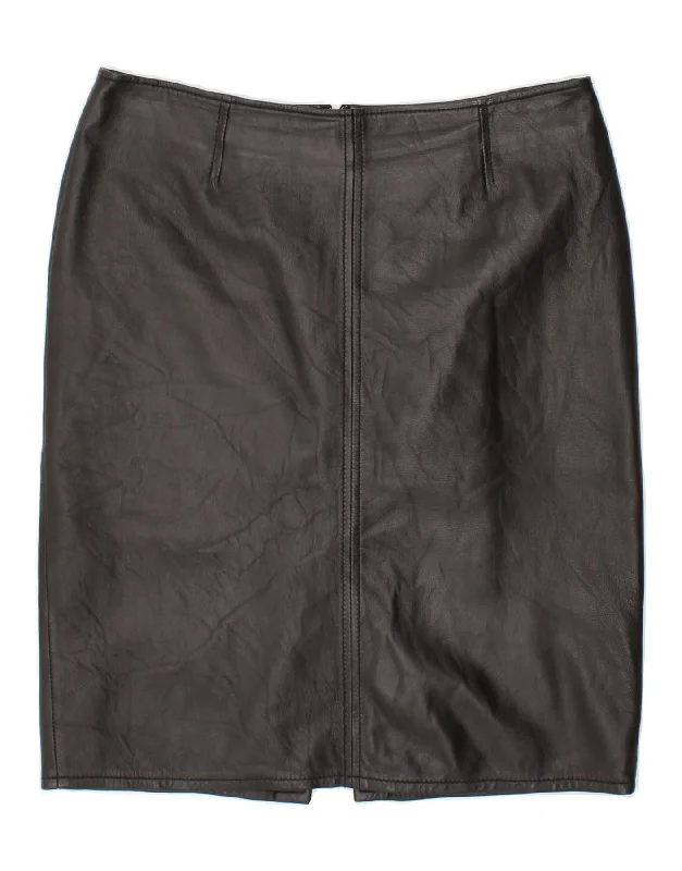 CONBIPEL Womens Leather Skirt IT 44 Medium W32  Black Leather