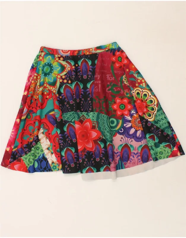 DESIGUAL Womens Graphic A-Line Skirt Large W32  Multicoloured Floral