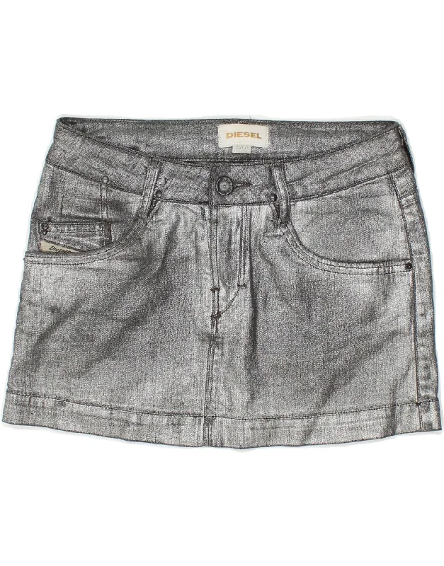 DIESEL Womens Denim Skirt W26 Small Grey Cotton