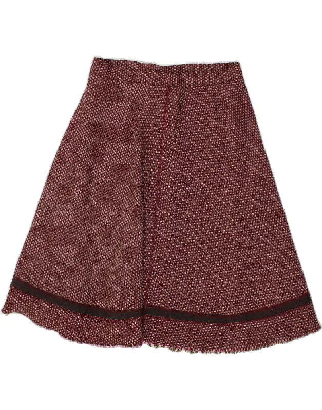 HUGO BOSS Womens Abstract Pattern A-Line Skirt EU 36 Small W28  Maroon lace skirt intricate