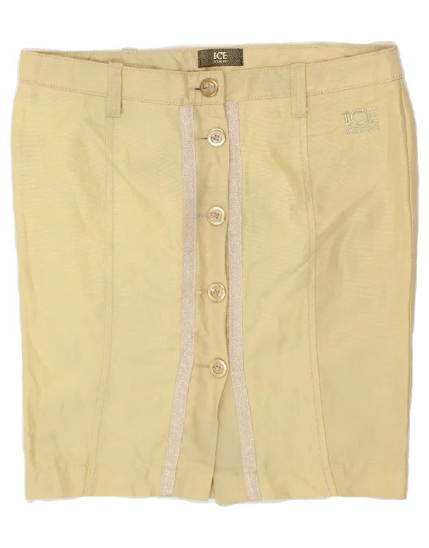 ICEBERG Womens Straight Skirt W32 Large  Yellow Ramie