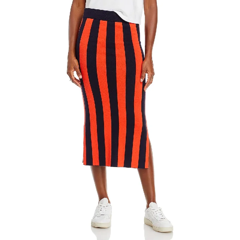 Kule Womens Silk Blend Striped Pencil Skirt chiffon skirt delicate