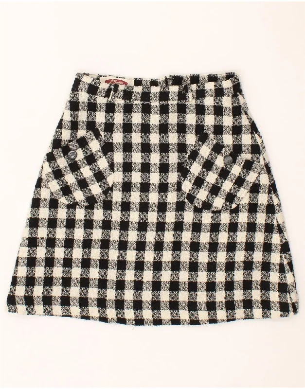 L'EQUIPE Womens A-Line Skirt IT 40 Small W24  Black Check Acetate cashmere skirt fine