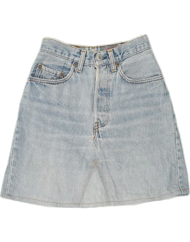 LEVI'S Womens High Waist Denim Skirt W26 Small Blue Cotton